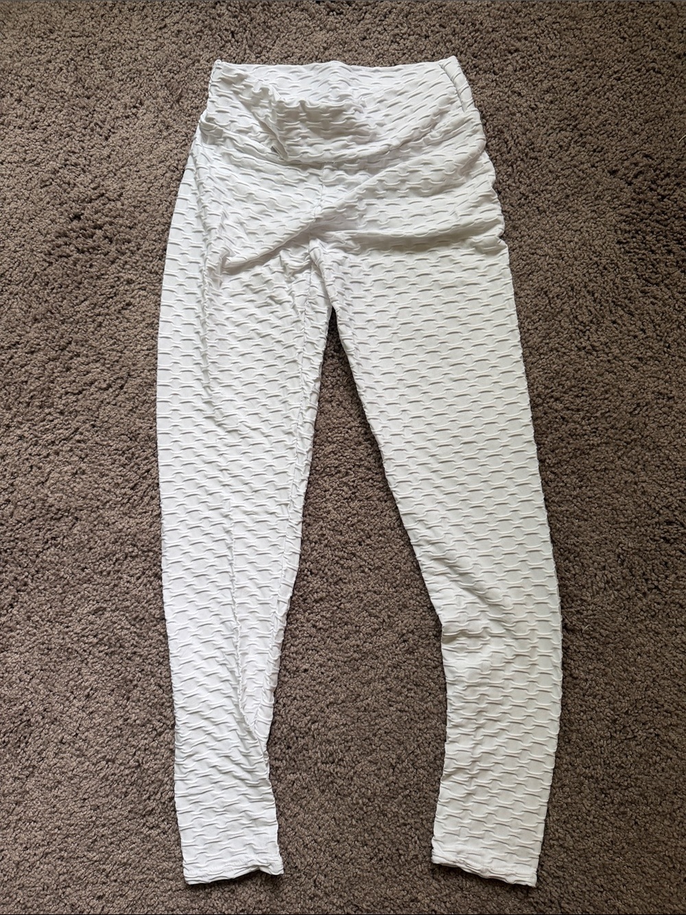 Women’s White Textured Jeggings - High Waist Comfort